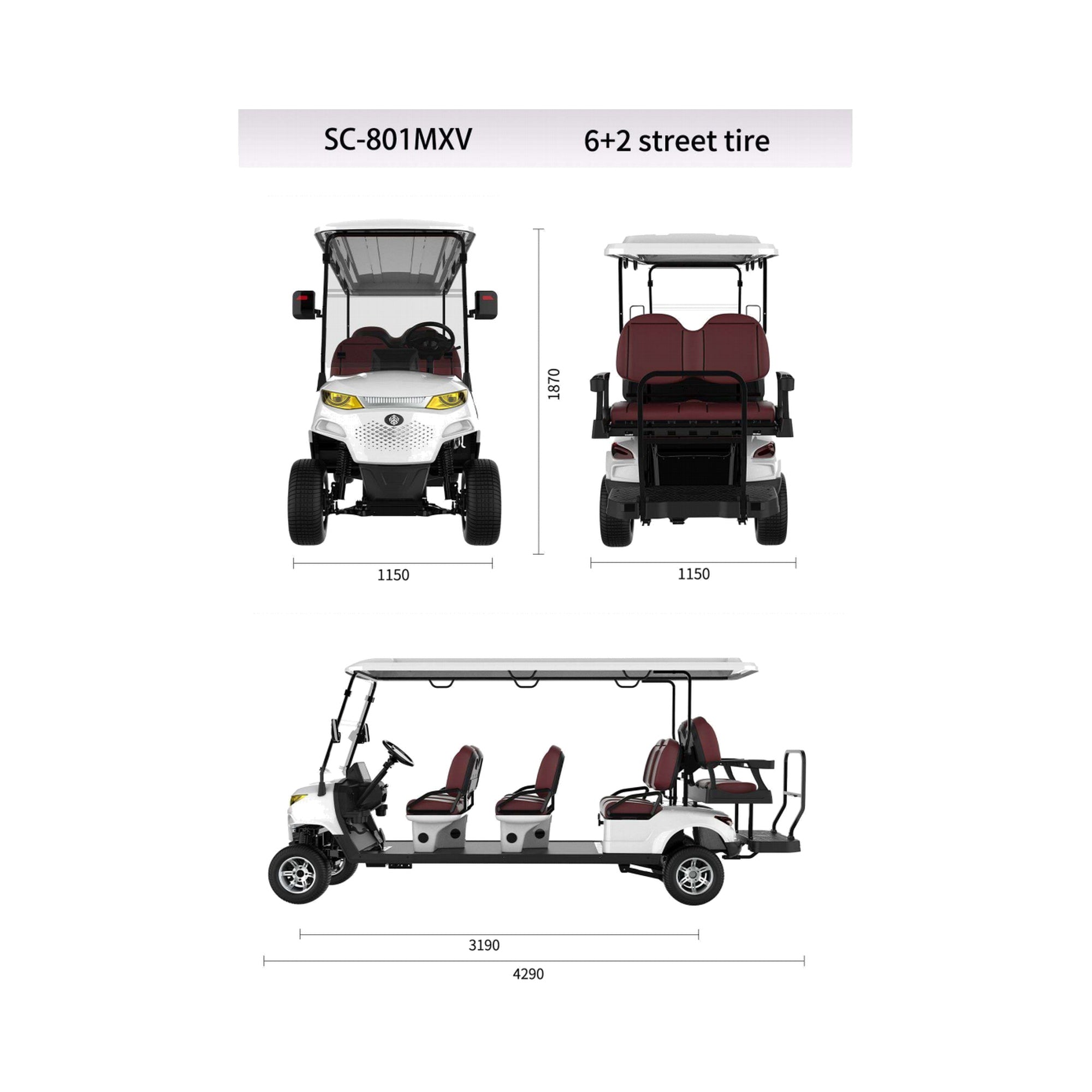 Suncart MXV Sovereign 8 - Dubai Taxi Cream - dimensions