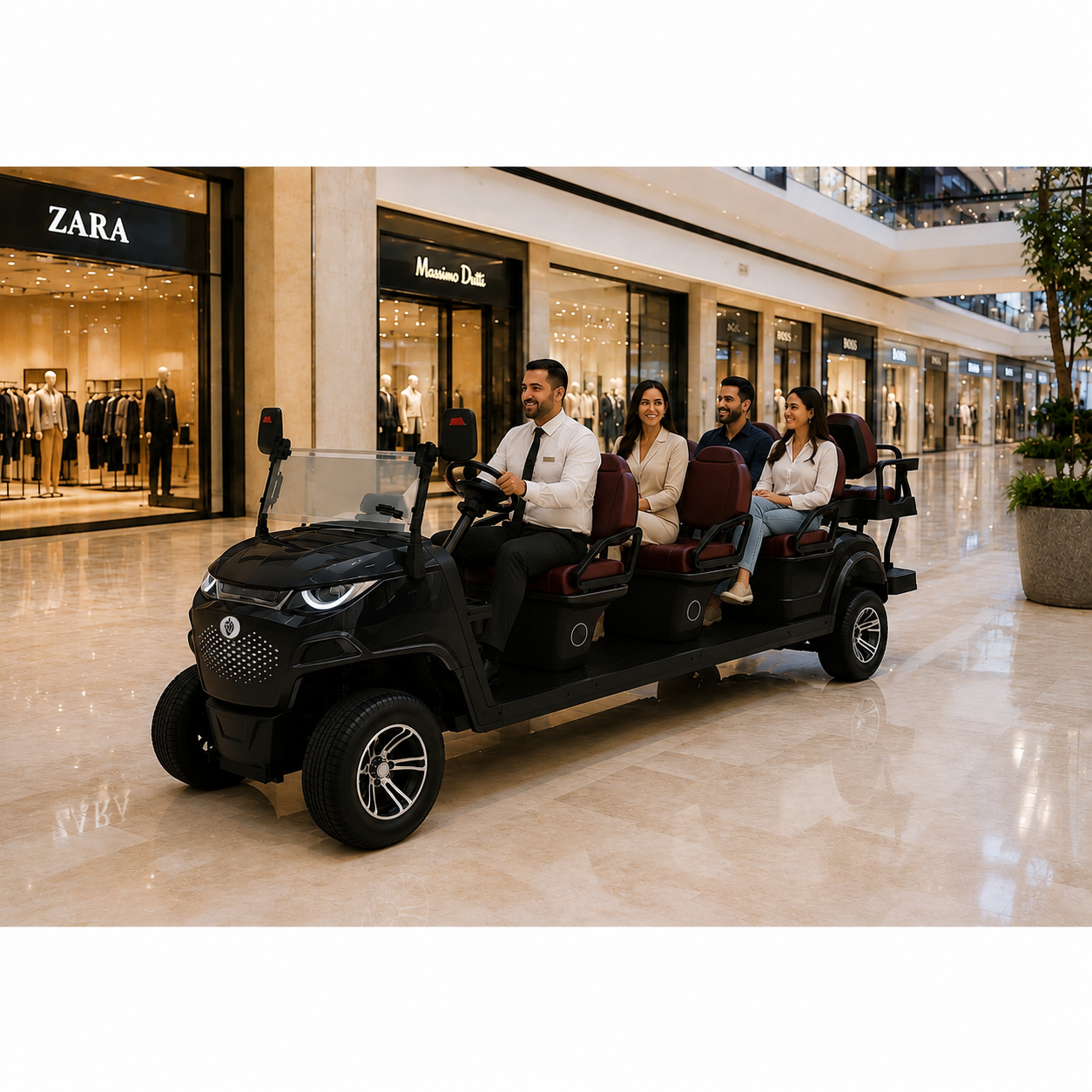 Suncart® MXV SOVEREIGN 8 Taxi Edition – 8-Seater Electric No-Roof Golf Cart | Mall Cart | Indoor Commute Cart | Shuttle Cart | (6+2) | Street Tire