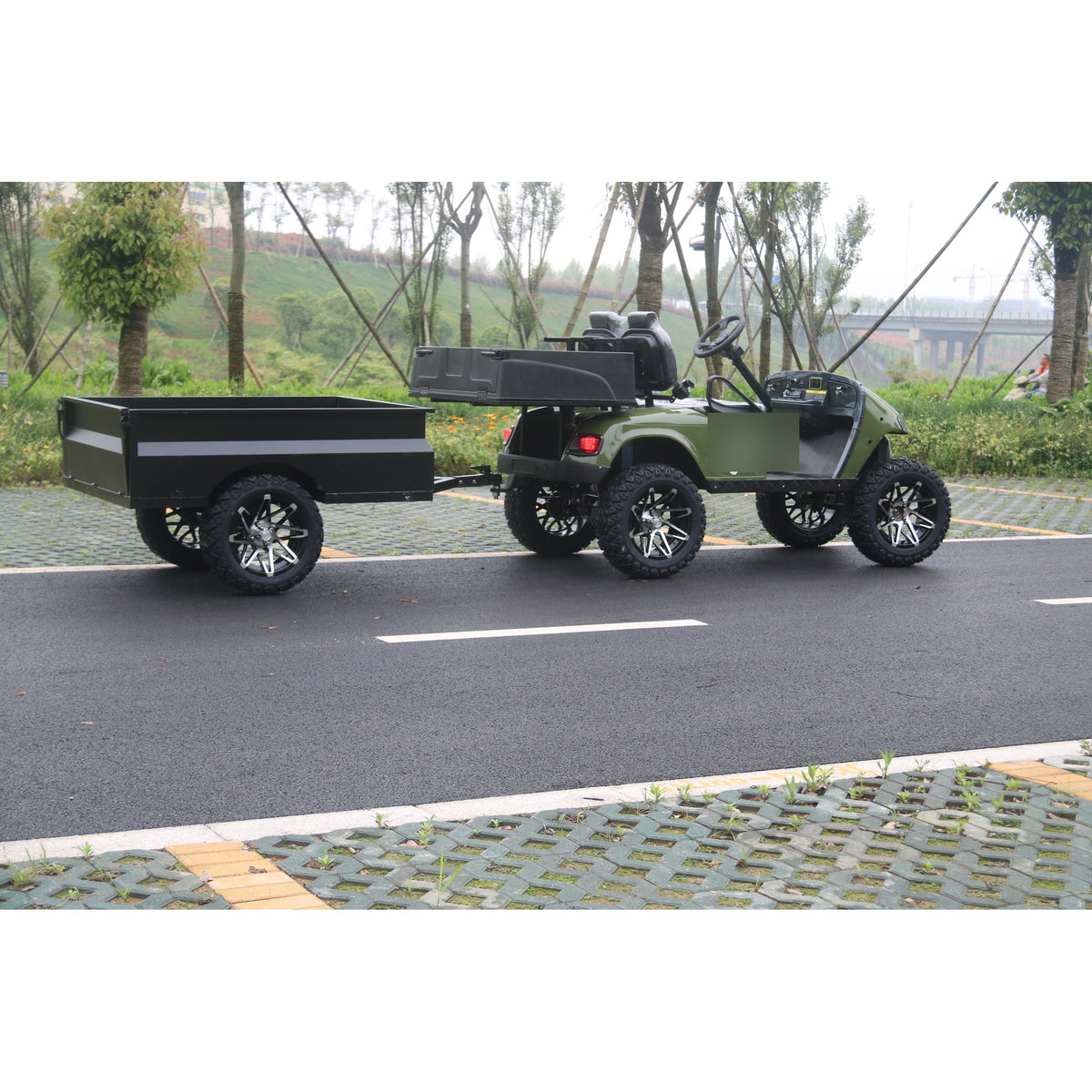 Suncart® MXV HAULER 2 DUO – 2-Seater Electric Utility Cart with Dual Truck Bed & Trailer | Off-Road Tire