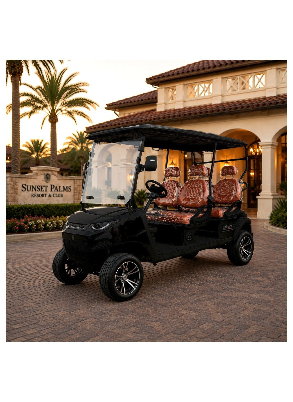 MXV Voyager 4 Black golf cart – lifestyle
