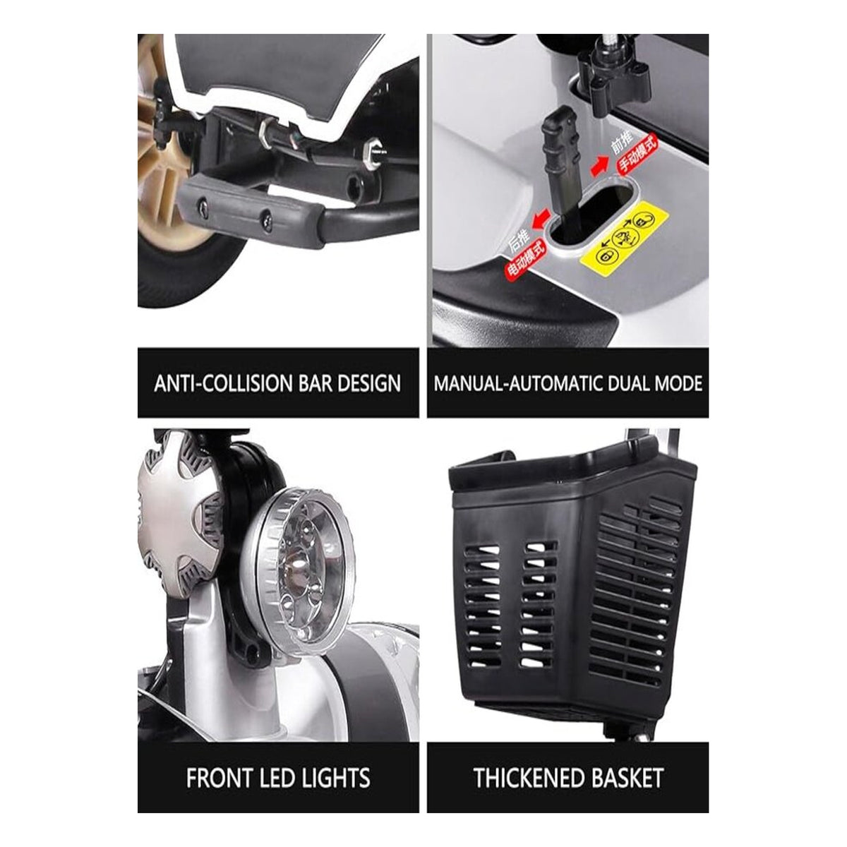 Suncart S01 Luxury foldable mobility scooter for elderly in Silver – feature details