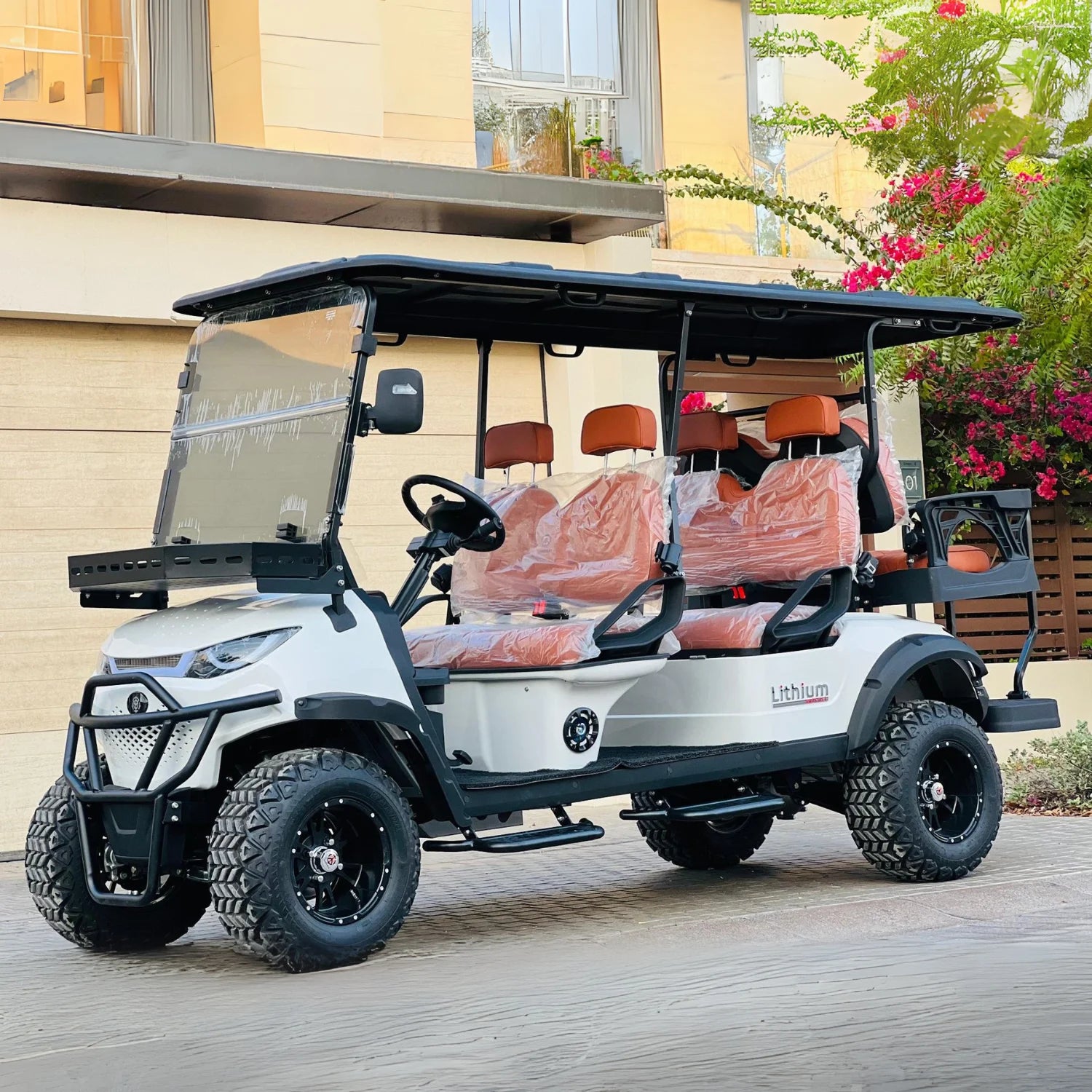 6 Seater Off-Road High Suspension Golf Cart White