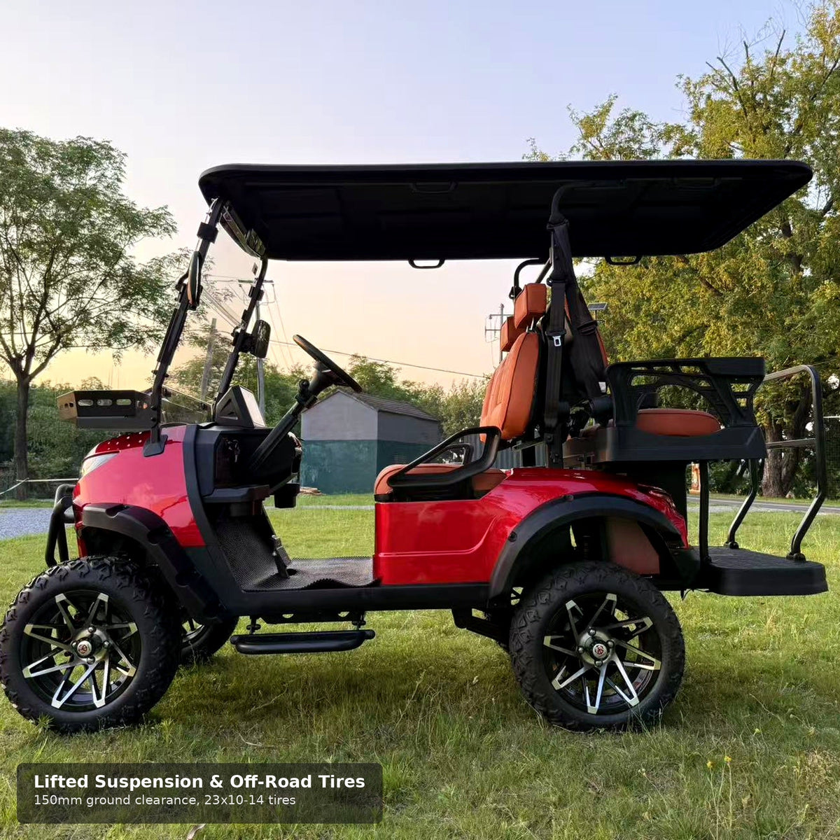 Suncart MXV Cruiser 4 Trail - Red - side profile, lifted suspension and off-road tires