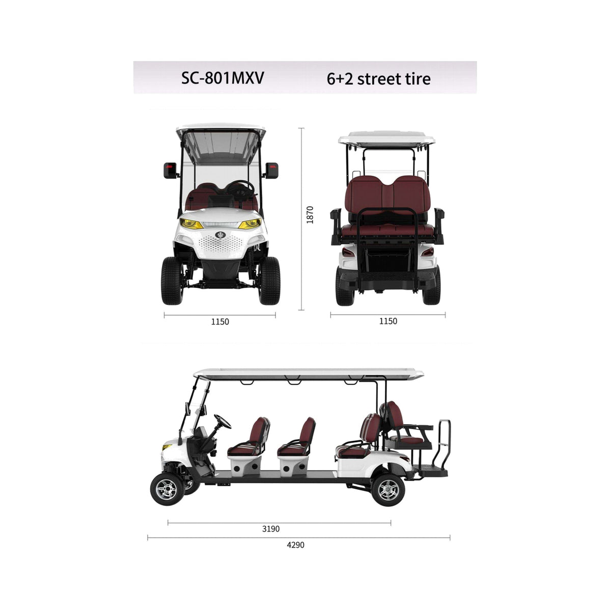 Suncart MXV Sovereign 8 - Dubai Taxi Cream - dimensions