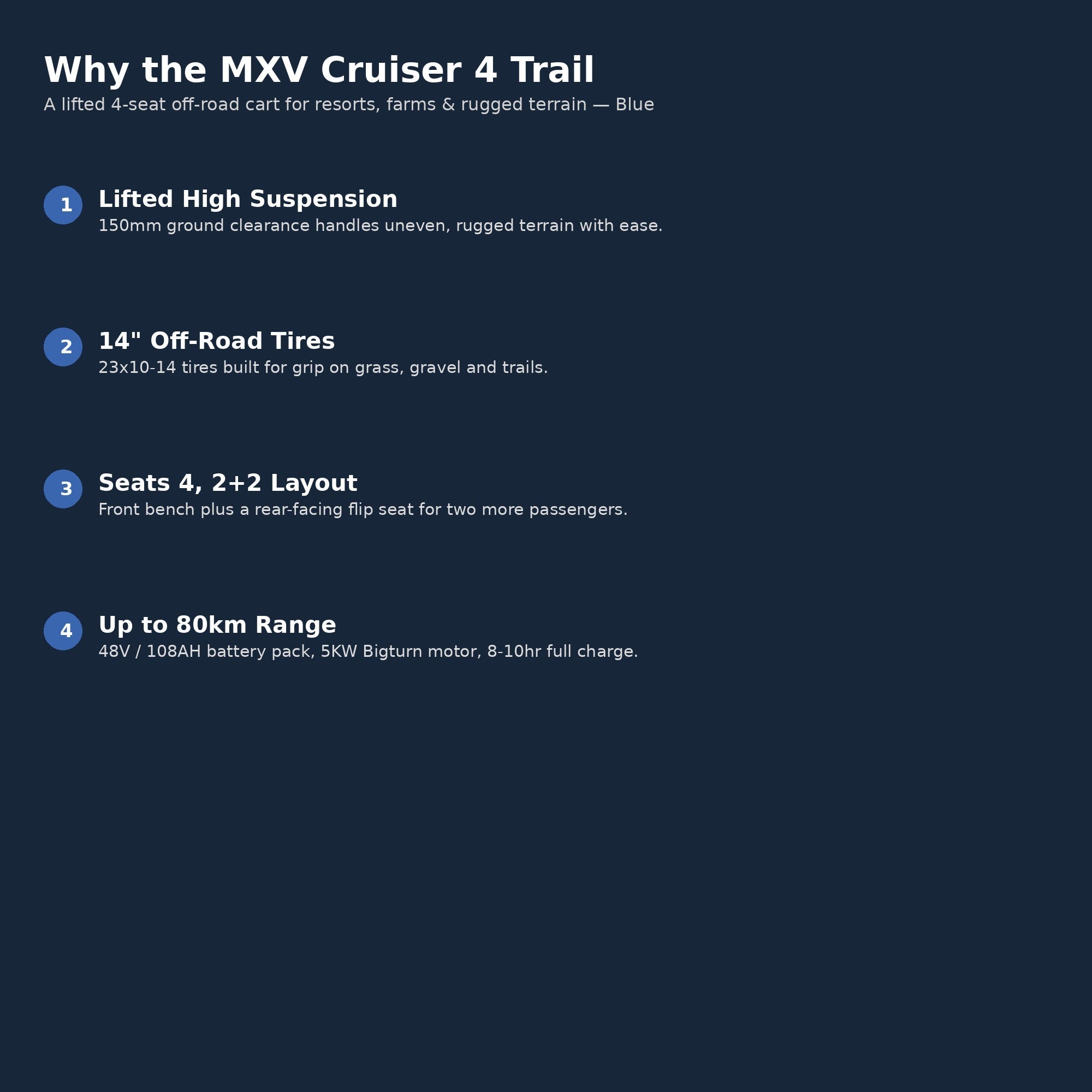 Suncart MXV Cruiser 4 Trail - Blue - why choose benefits panel