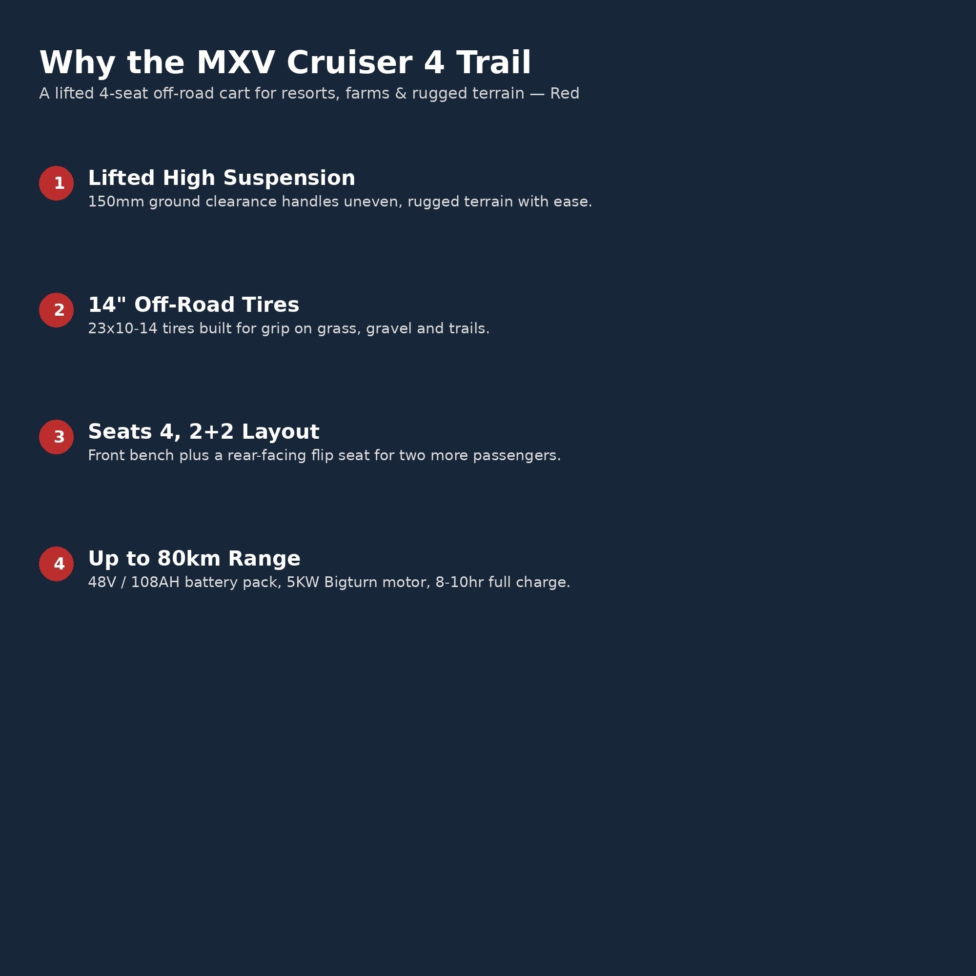 Suncart MXV Cruiser 4 Trail - Red - why choose benefits panel