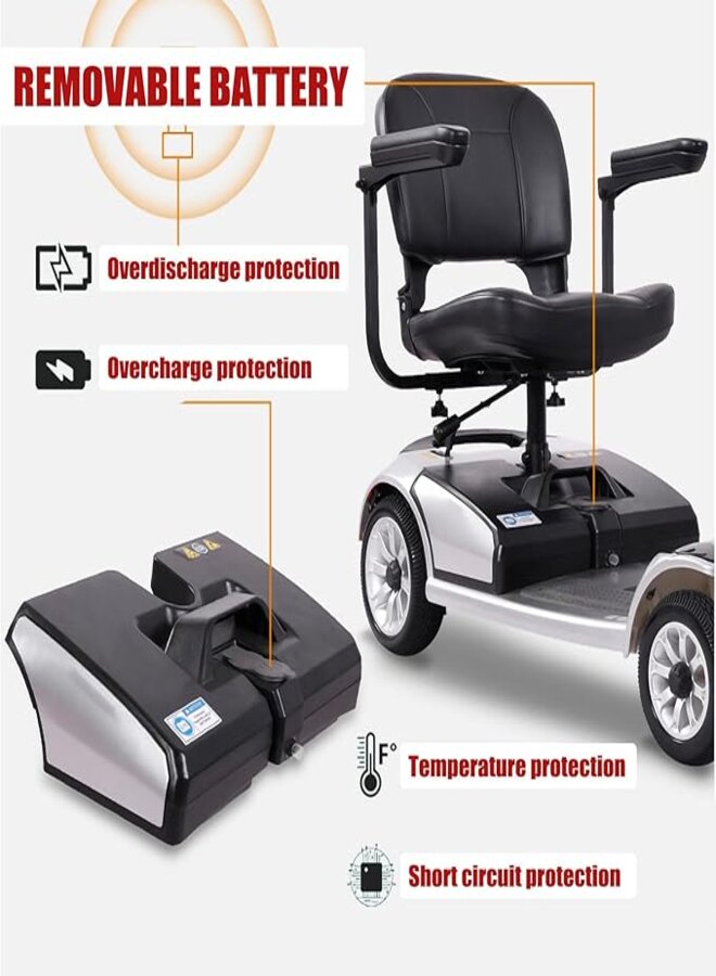 suncart® Luxury (S-03) Electric Mobility Scooter – 250W Motor, 24V20AH Battery, 35KM Range, 150KG Load, Front 8" + Rear 9" Tires, Magnetic Brake – CE/FDA Certified