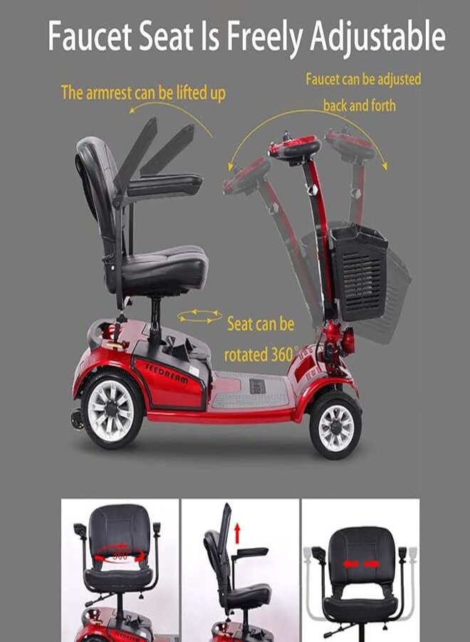 suncart® Luxury (S-03) Electric Mobility Scooter – 250W Motor, 24V20AH Battery, 35KM Range, 150KG Load, Front 8" + Rear 9" Tires, Magnetic Brake – CE/FDA Certified