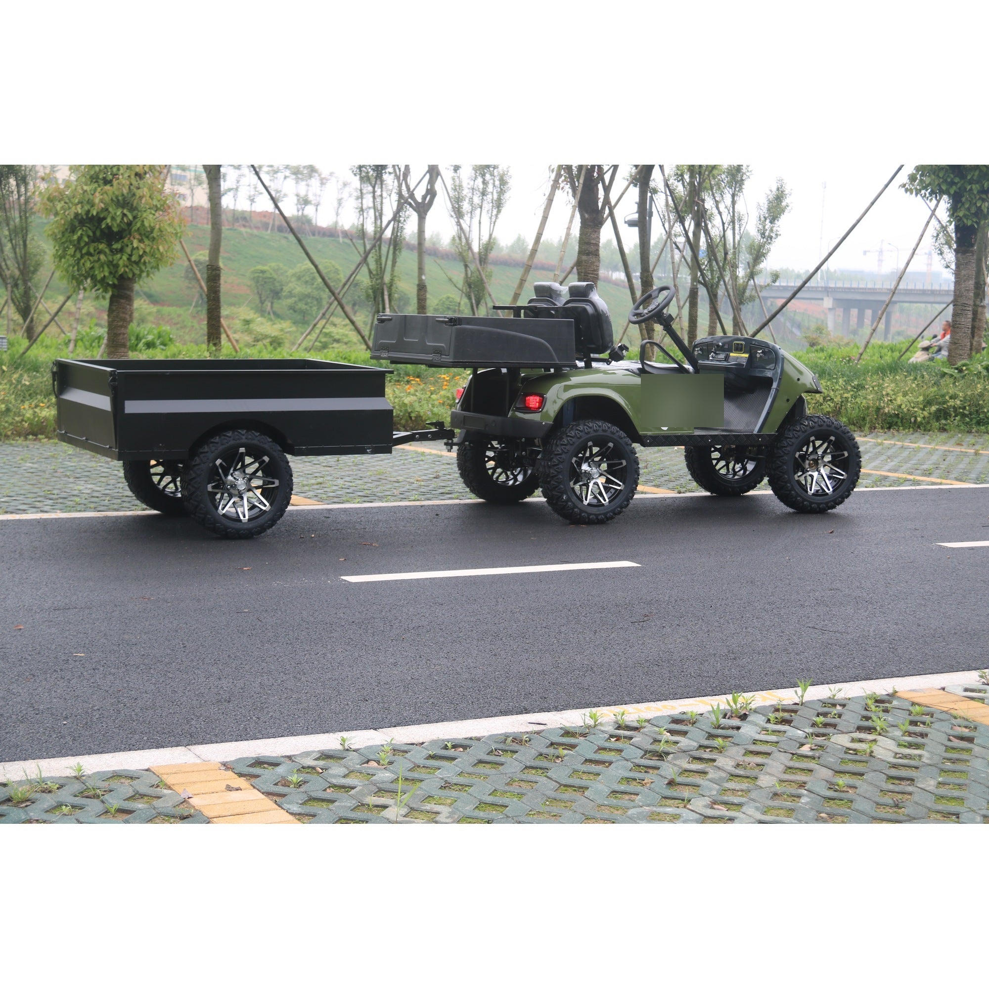 Suncart® MXV HAULER 2 DUO – 2-Seater Electric Utility Cart with Dual Truck Bed & Trailer | Off-Road Tire