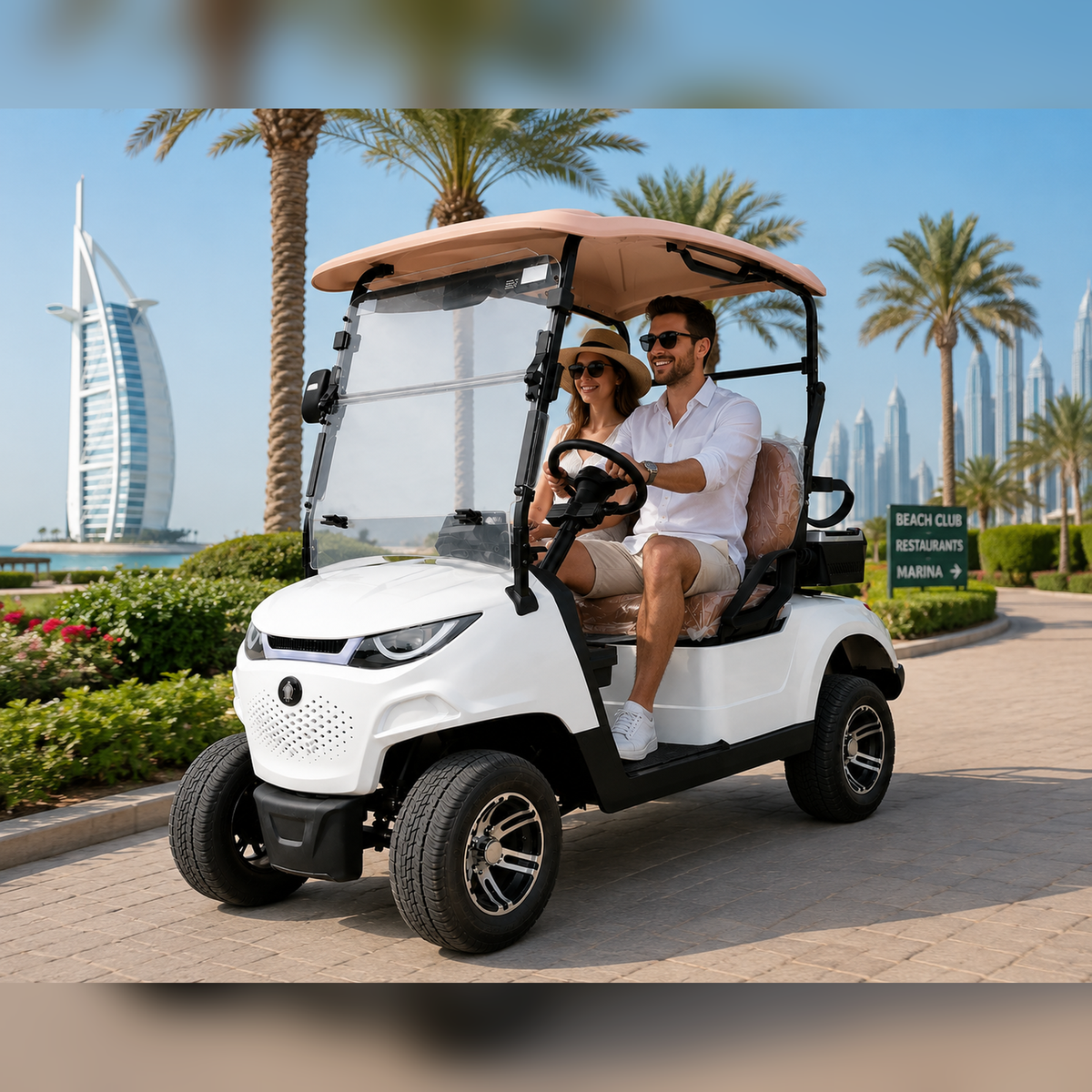 Suncart® MXV BREEZE 2 – 2-Seater Electric Golf Cart | Passenger Cart | Resort Cart | Community Cart | (2+0) | Street Tire