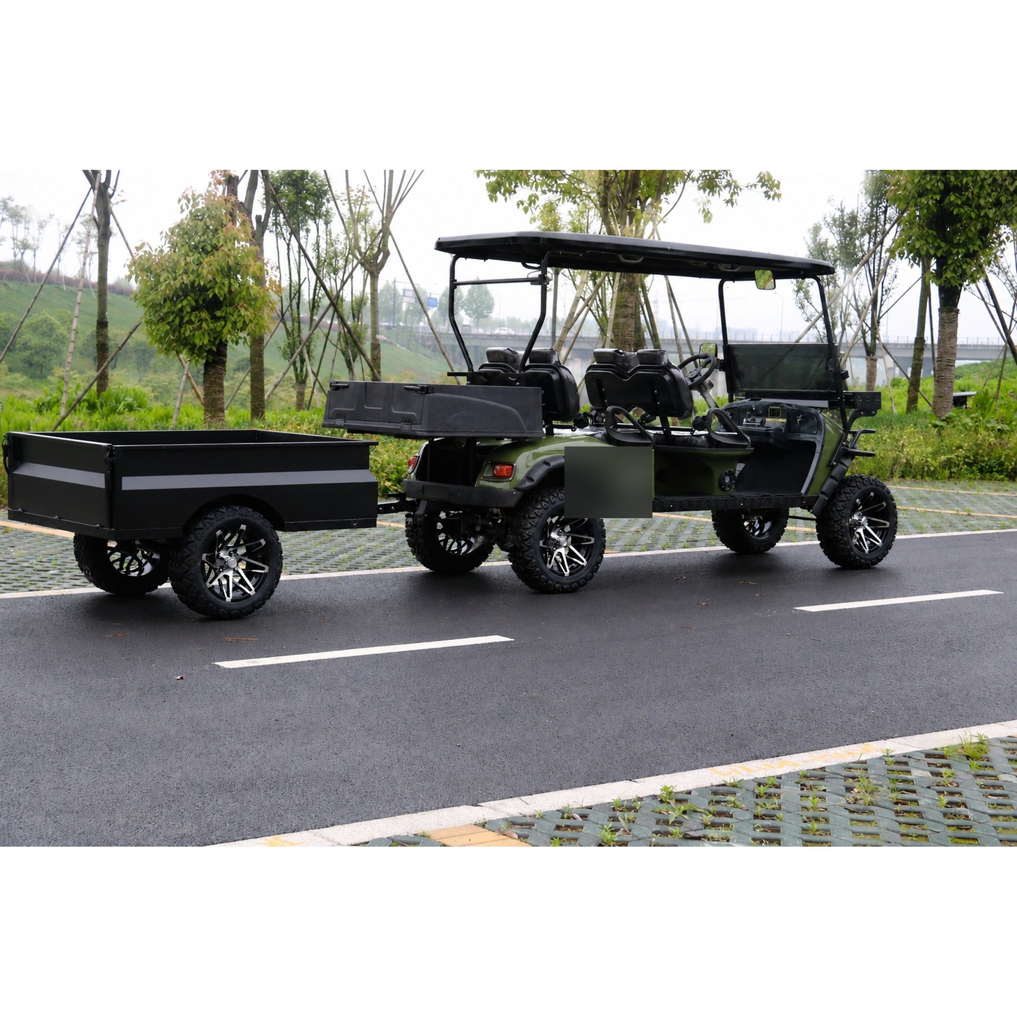 Suncart® MXV HAULER 4 DUO – 4-Seater Electric Utility Cart with Dual Truck Bed & Trailer | Off-Road Tire