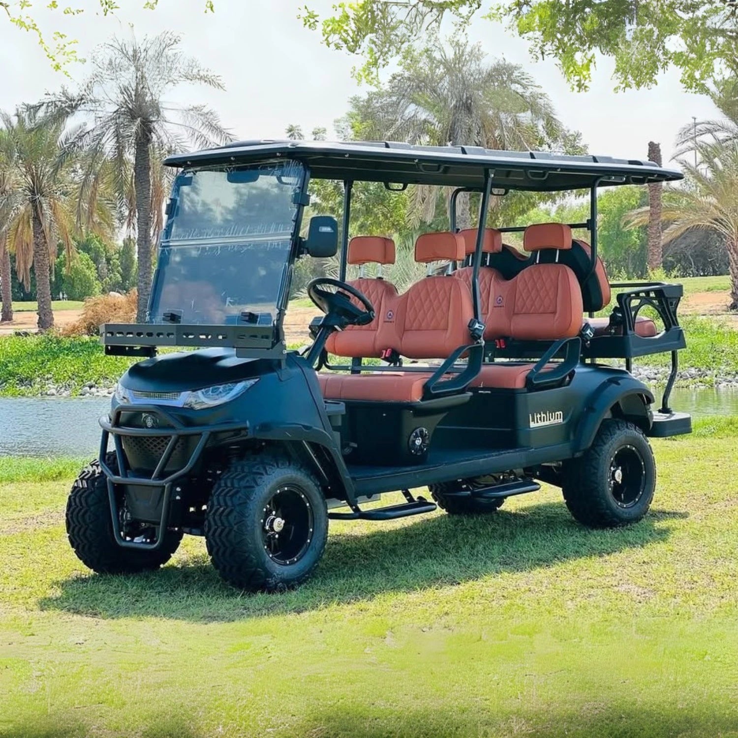 6 Seater Off-Road High Suspension Golf Cart Black