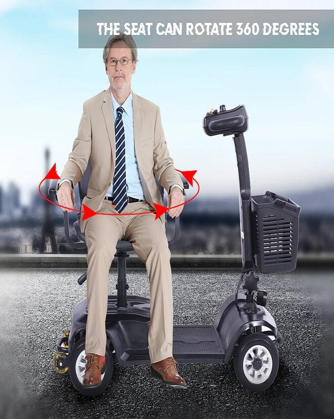 suncart® KingKong (S-02) Electric Mobility Scooter for Adults – 250W Motor, 24V12AH Battery, 25KM Range, 120KG Load, 8" Solid Tires, Magnetic Brake – CE/FDA Certified