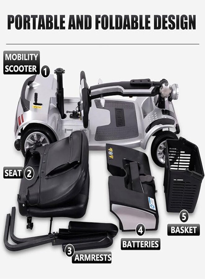 suncart® Luxury (S-03) Electric Mobility Scooter – 250W Motor, 24V20AH Battery, 35KM Range, 150KG Load, Front 8" + Rear 9" Tires, Magnetic Brake – CE/FDA Certified