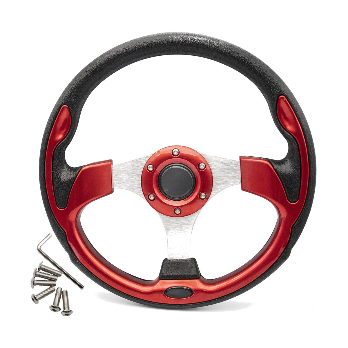 Universal golf cart sport steering wheel – Bright Red