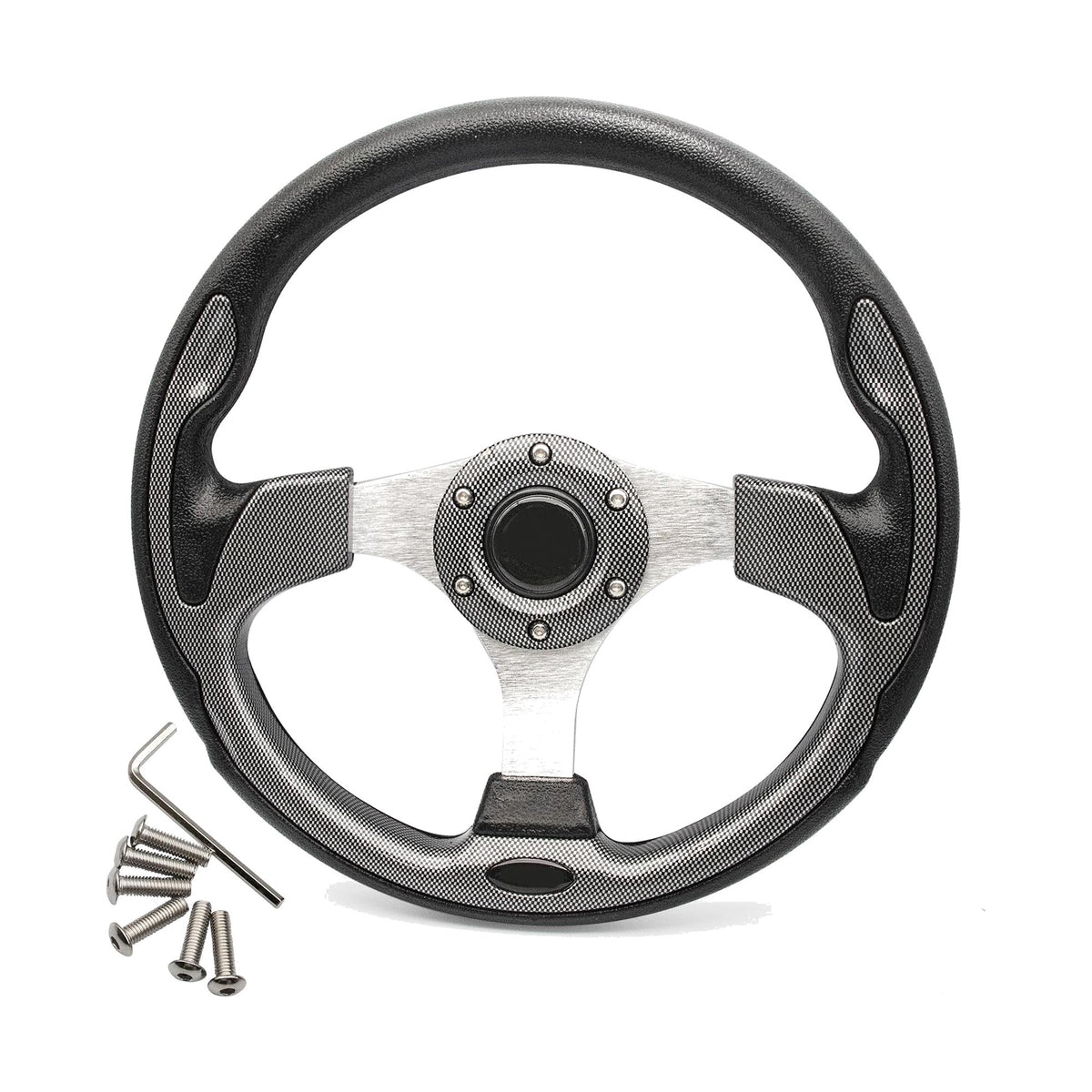 Universal golf cart sport steering wheel – Black / Dark Grey