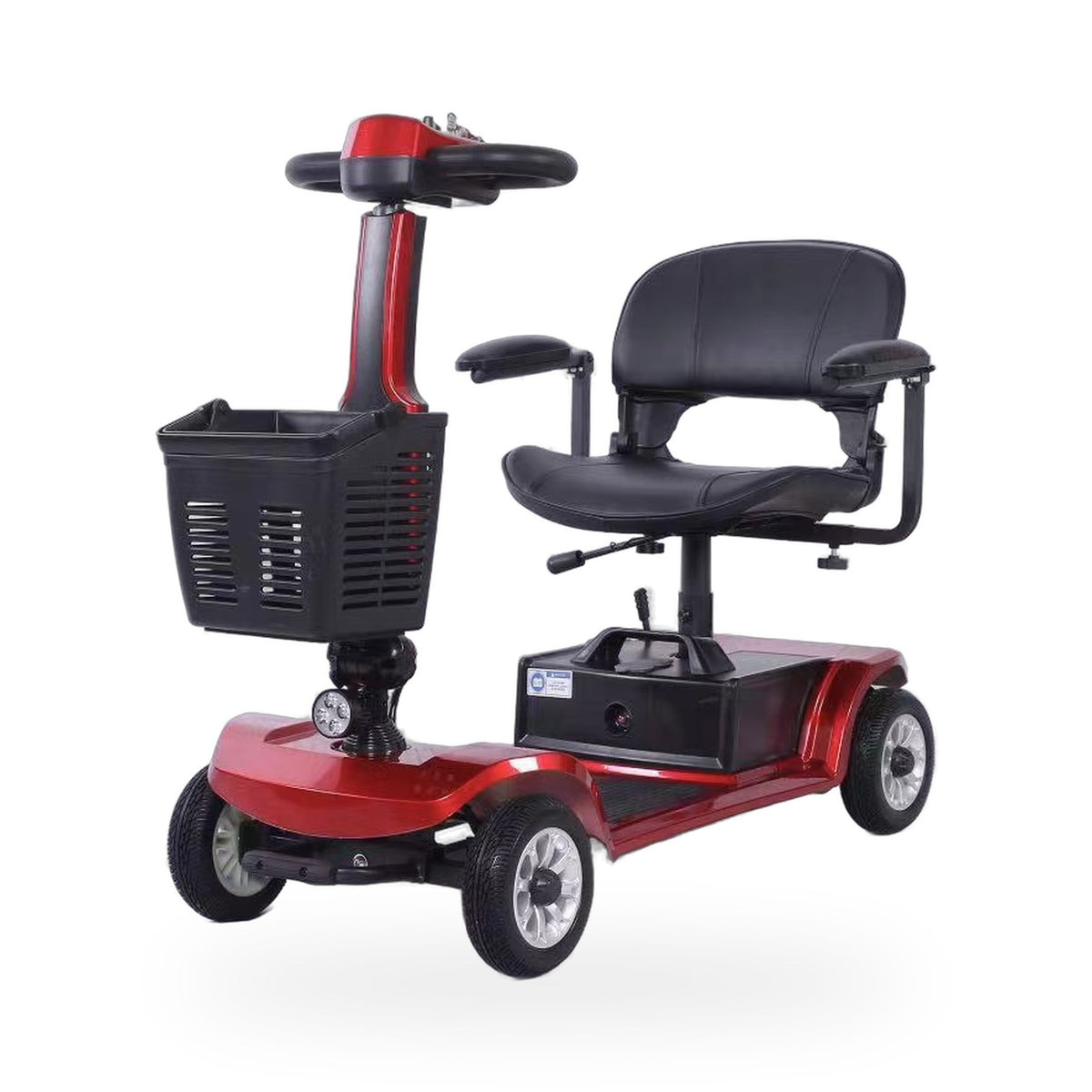 Suncart S02 KingKong lightweight folding mobility scooter for elderly in Red – front three-quarter view on white