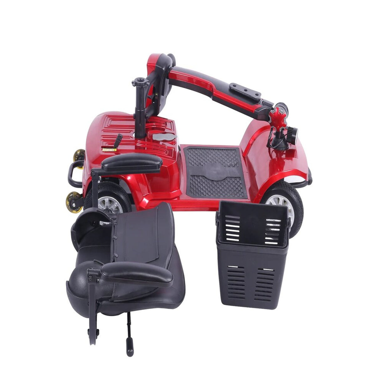 Suncart S02 KingKong lightweight folding mobility scooter for elderly in Red – folded into parts