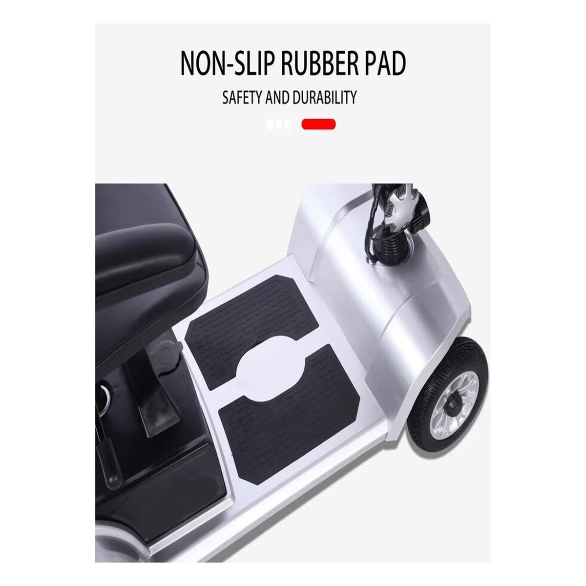 Suncart S02 KingKong lightweight folding mobility scooter for elderly in Silver – non-slip footplate